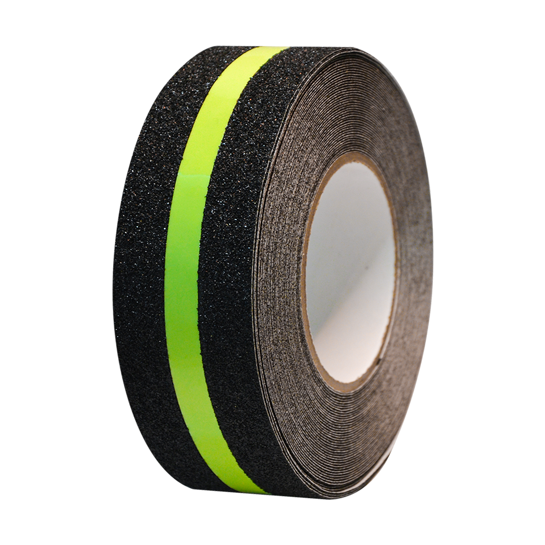 CINTA ANTIDERRAPANTE LUMINOSA 2" LAMIRA NEGRO/VERDE LS-4584 16 M